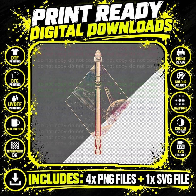 Falcon 9 Rocket Launch Vehicle Spaceflight Space T-Shirt Png SVG Digital Bundle