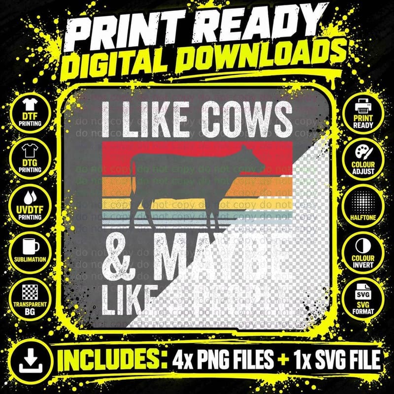 Farm I Like Cows and Maybe Like 3 People T-Shirt Png SVG Digital Bundle