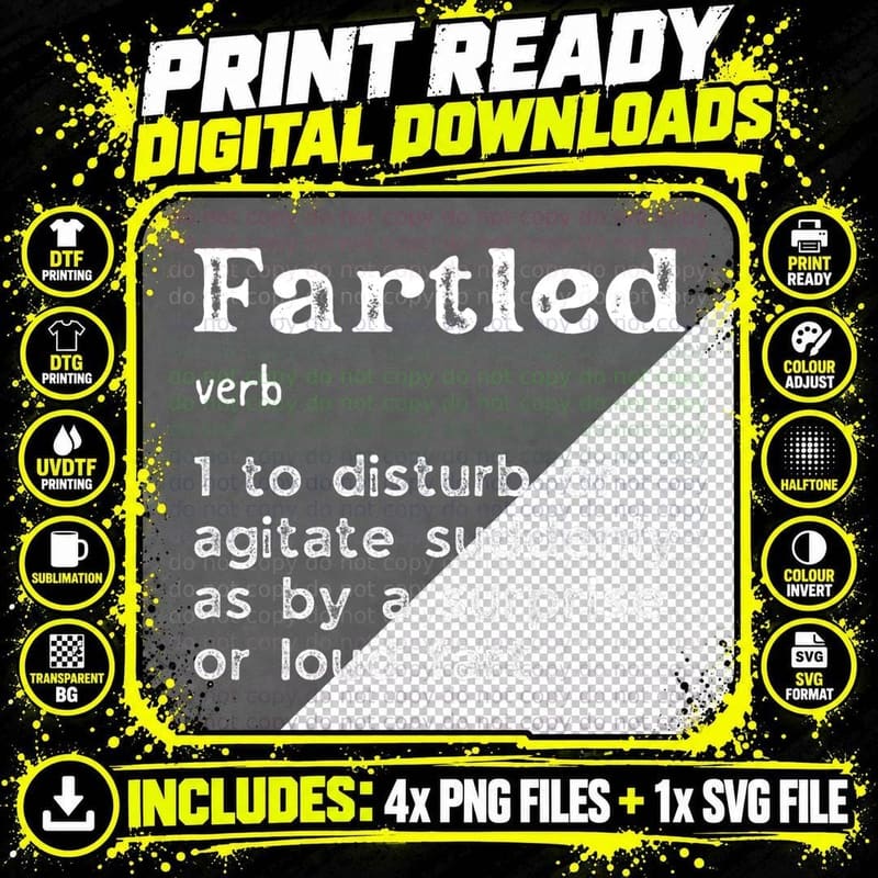 Fartled Verb to Disturb by a Loud Fart Smelly Stink Png SVG Digital Bundle