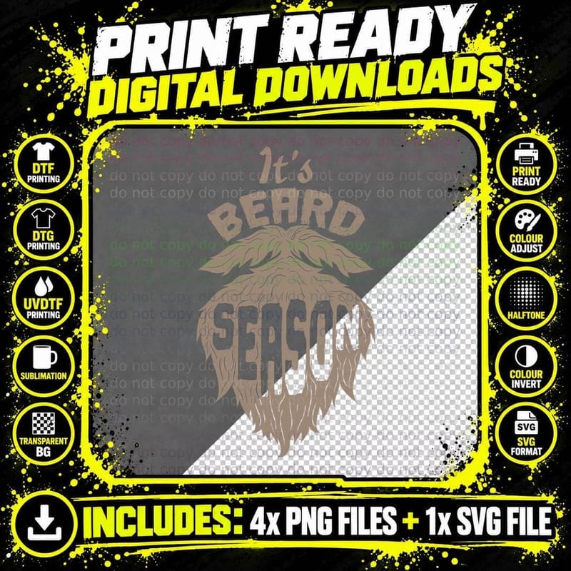 Full Beard It's Beard Season T-Shirt Png SVG Digital Bundle