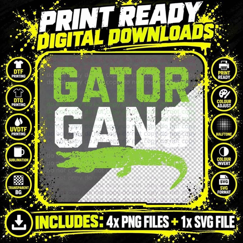 Gator Gang Alligator Heartbeat Zookeeper Crocodile Lover Png SVG Digital Bundle