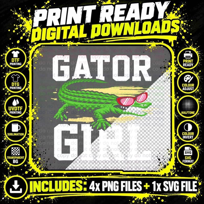Gator Girl for Men Women Crocodile Lover T-Shirt Png SVG Digital Bundle