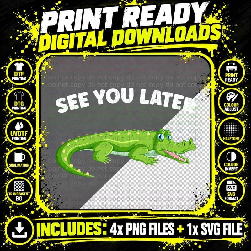 Gator Kids Crocodile See You Later Alligator T-Shirt Png SVG Digital Bundle