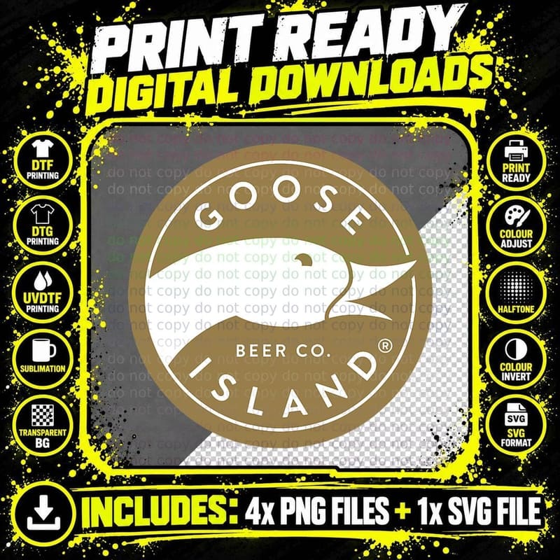Goose Island Metallic Gold Logo T-Shirt Png SVG Digital Bundle