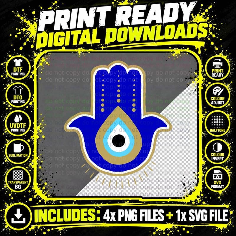 Hamsa Hand Evil Eye Talk to the Hand T-Shirt Png SVG Digital Bundle