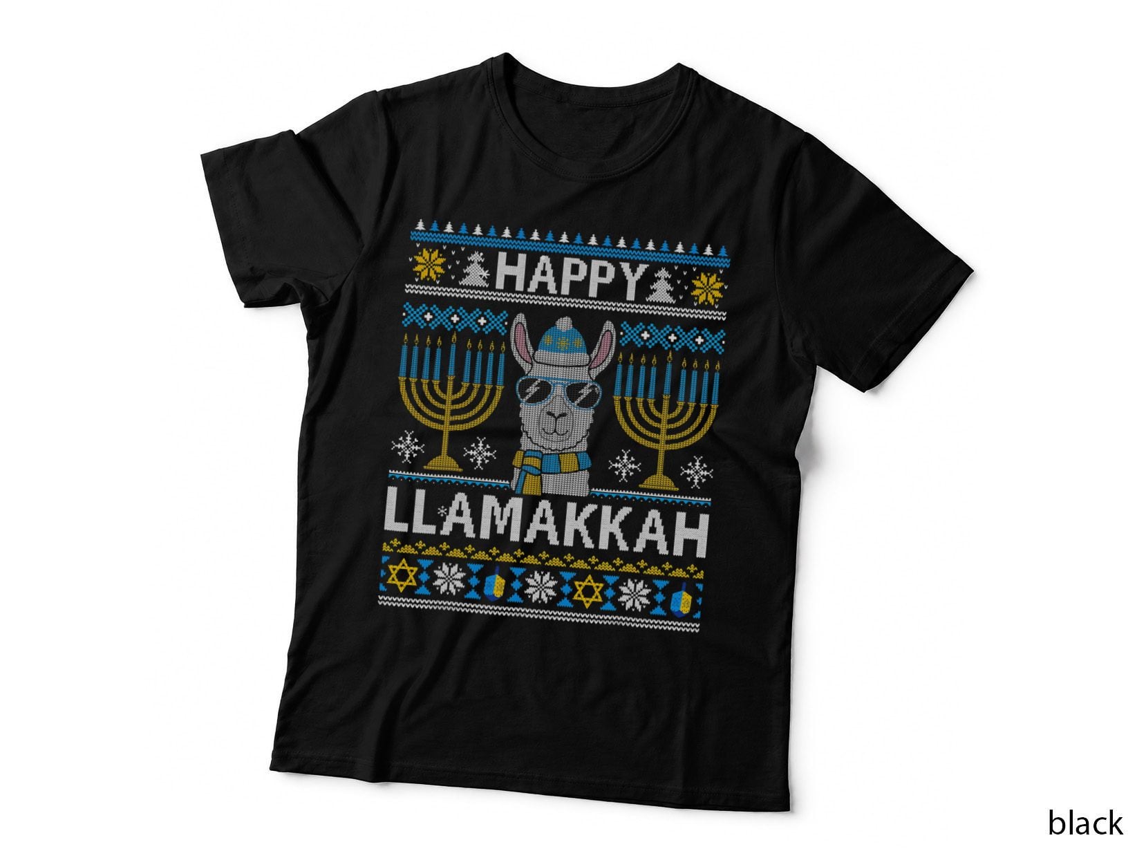 Happy Llamakkah Hanukkah Llama Menorah Chanukah Alpaca Gift T-Shirt