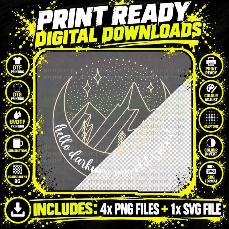 Hello Darkness My Old Friend T-Shirt Png SVG Digital Bundle