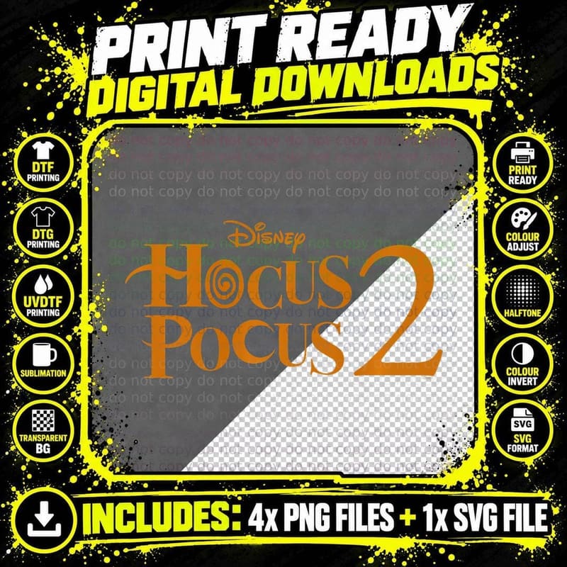 Hocus Pocus 2 Logo, Fashion T-Shirt Png SVG Digital Bundle