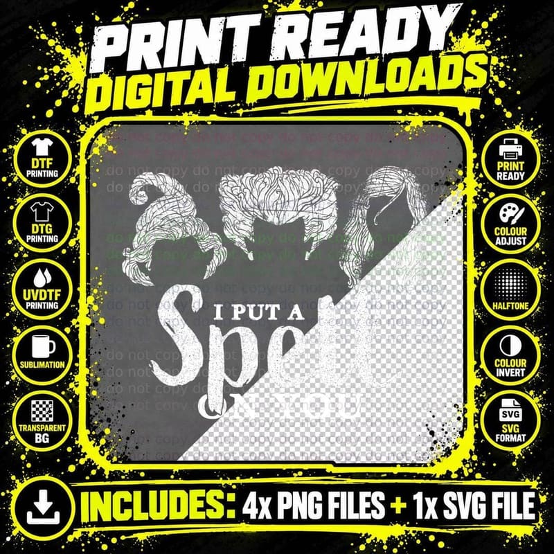 Hocus Pocus I Put a Spell on You Group Shot T-Shirt Png SVG Digital Bundle