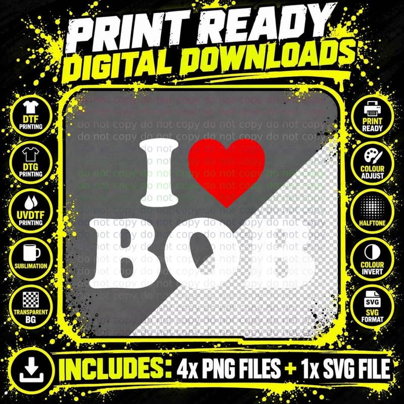 I Love Bob - Heart, Authentic Quality Graphic T-Shirt Png SVG Digital Bundle