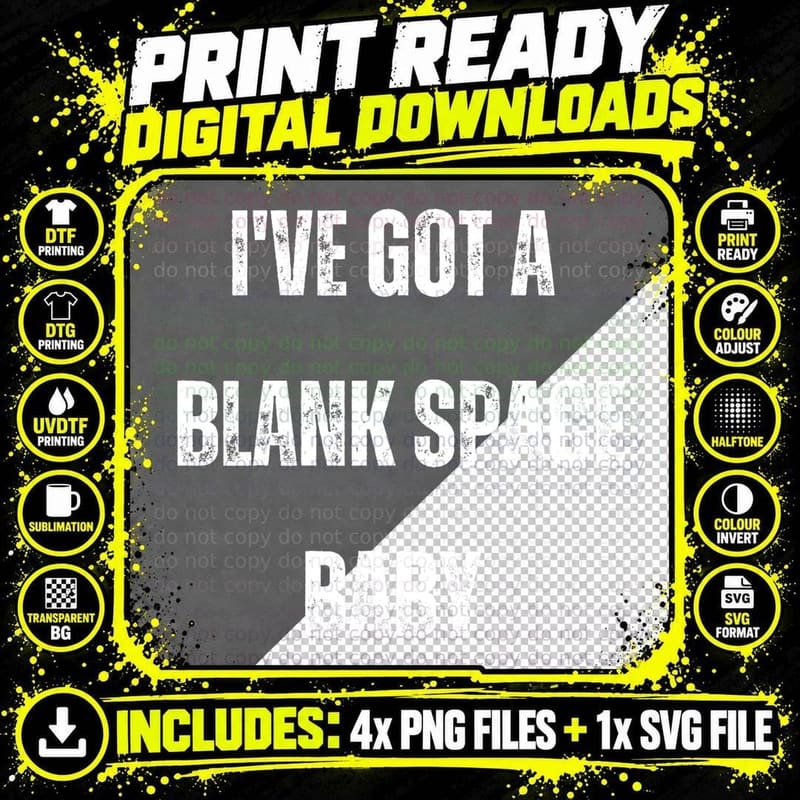 I've Got a Blank Space Baby T-Shirt Png SVG Digital Bundle