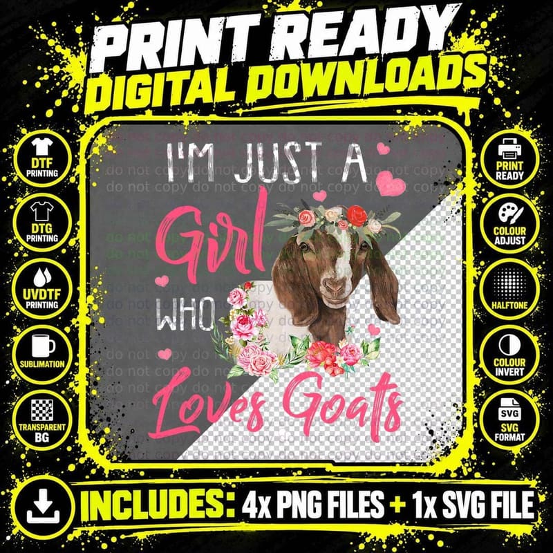Just a Girl Who Loves Goats Gifts Goat Rancher Farm Png SVG Digital Bundle