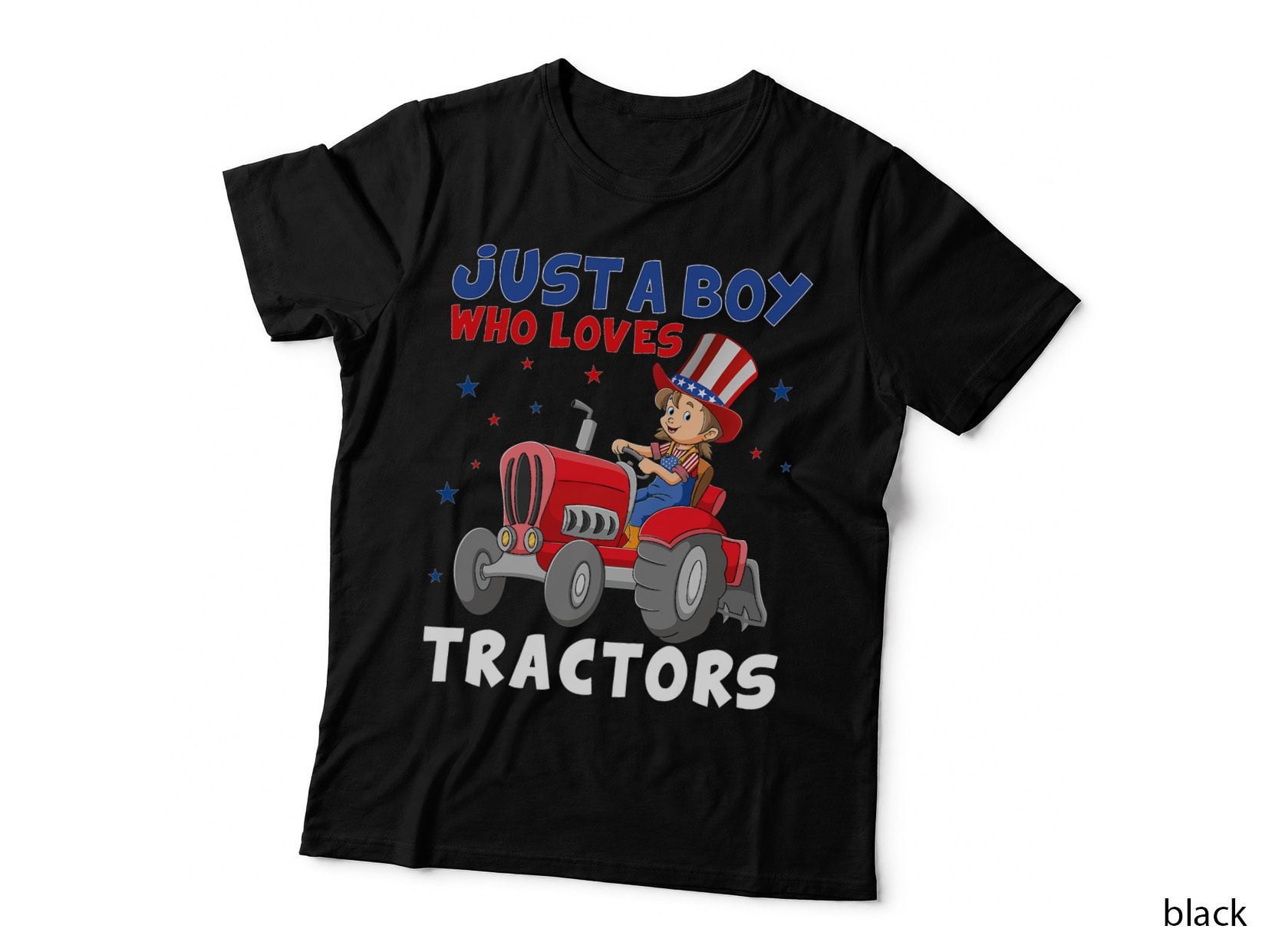 Kids Farm Lifestyle 4th July Just a Boy Who Loves Tractors T-Shirt
