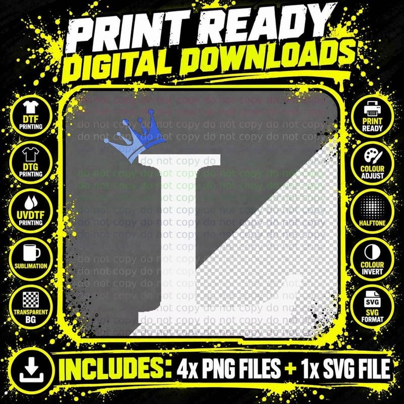 Letter L with Gold Crown T-Shirt Png SVG Digital Bundle