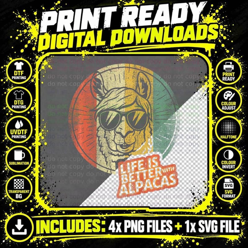 Life Is Better with Alpacas I Love Alpacas Alpaca VS Png SVG Digital Bundle