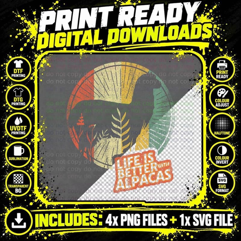 Life Is So Much Better With Alpacas I Love Alpacas Png SVG Digital Bundle