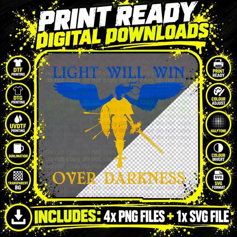 Light Will Win Over Darkness President's of Ukraine Png SVG Digital Bundle