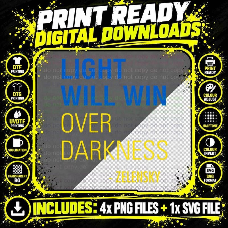 Light Will Win Over Darkness T-Shirt Png SVG Digital Bundle