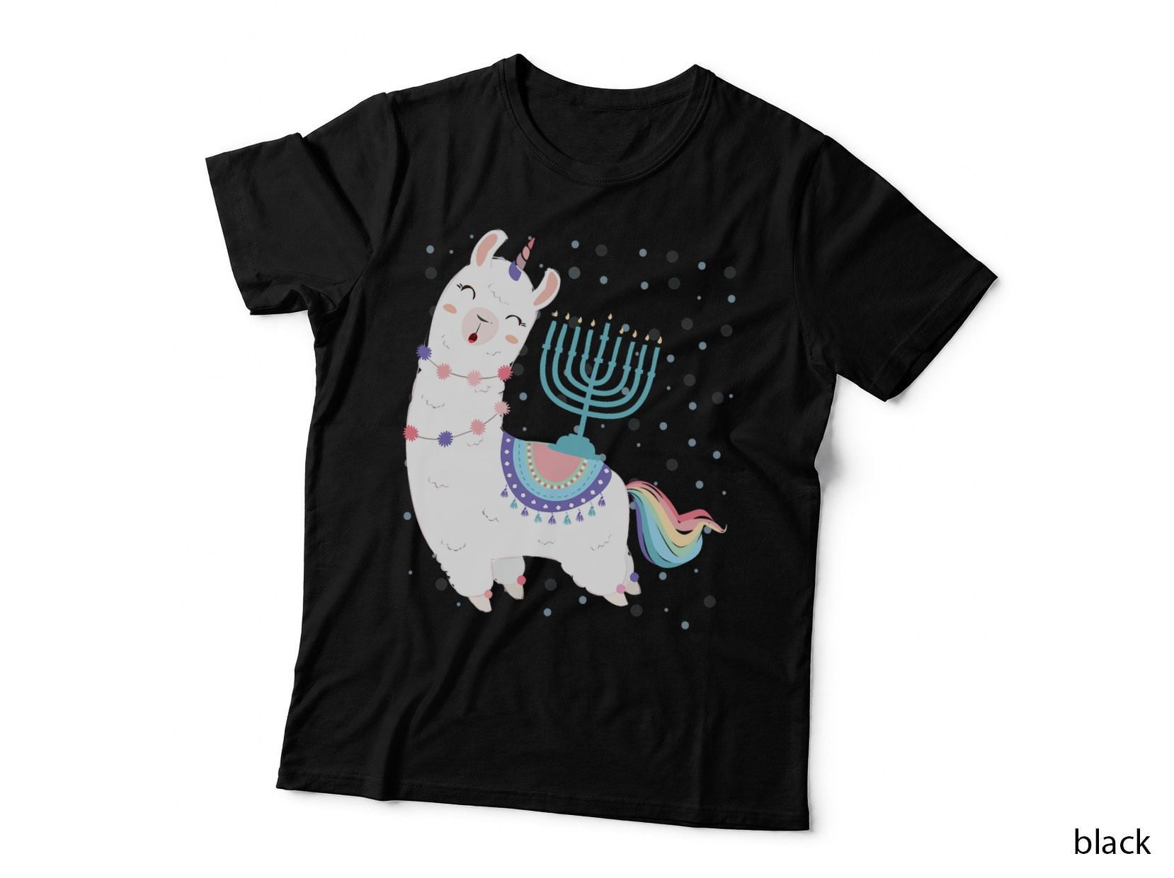 Llama Menorah Happy Hanukkah Festival Jewish Alpaca T-Shirt