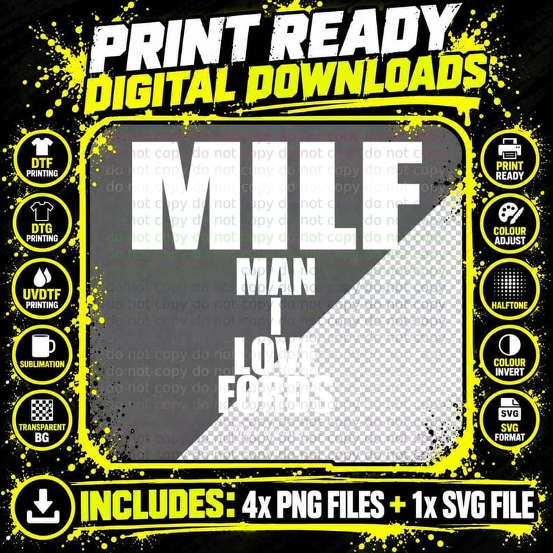 MILF Man I Love Fords New Jersey T-Shirt Png SVG Digital Bundle