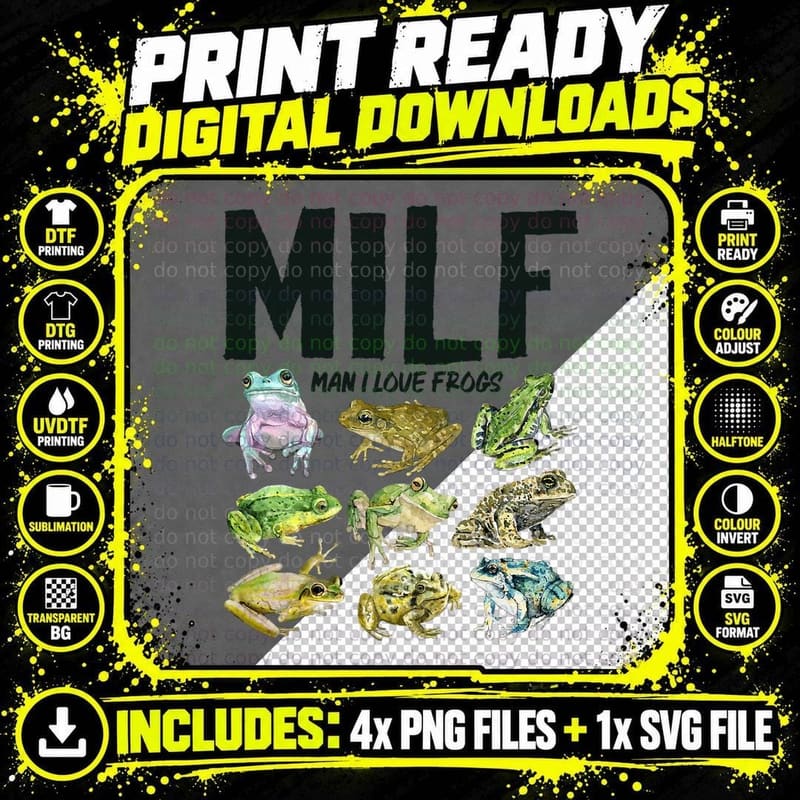 MILF Man I Love Frogs Amphibian T-Shirt Png SVG Digital Bundle