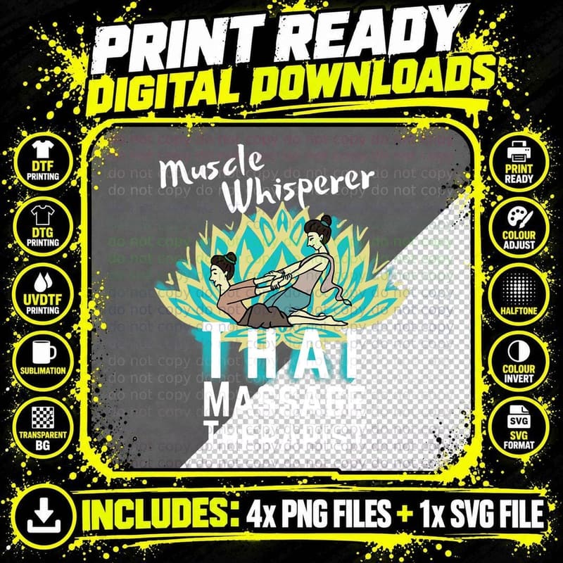 Massage Therapist for Thai Massage Whisperer Gift T-Shirt Png SVG Digital Bundle