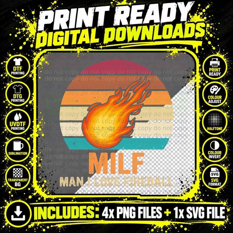 Milf Man I Love Fireball Meteor Astronomy T-Shirt Png SVG Digital Bundle