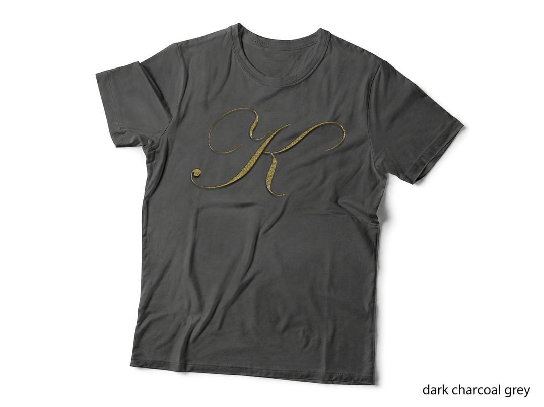 Monogram Initial Letter K Gold T-Shirt