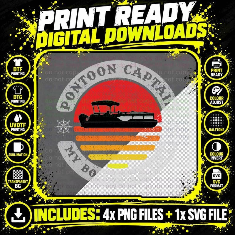 My Boat My Rules Pontoon Captain Boat Pontooning T-Shirt Png SVG Digital Bundle
