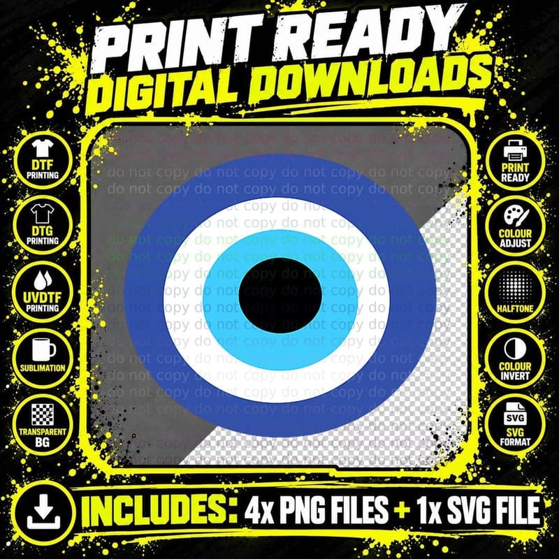 Nazar Eye Shaped Amulet Evil Eye Protection T-Shirt Png SVG Digital Bundle