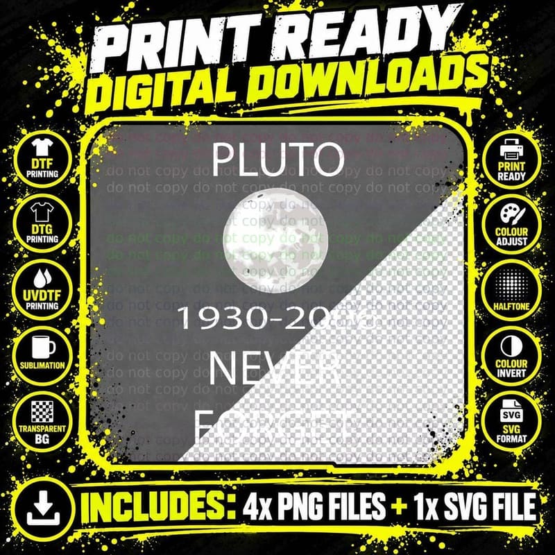 Never Forget Pluto Nerdy Astronomy Space T-Shirt Png SVG Digital Bundle
