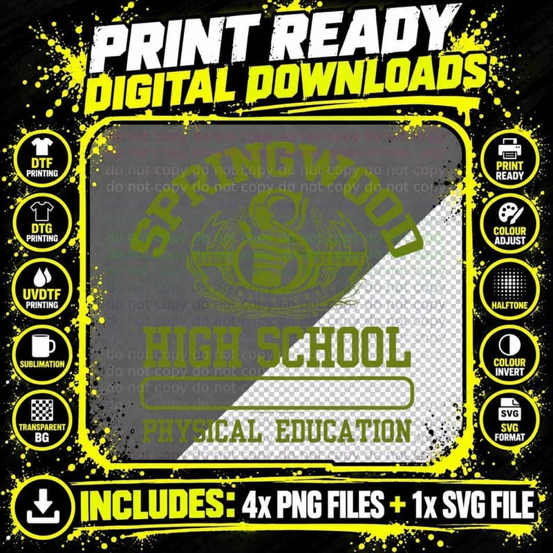 Nightmare on Elm Street Springwood Highschool P.e. Png SVG Digital Bundle