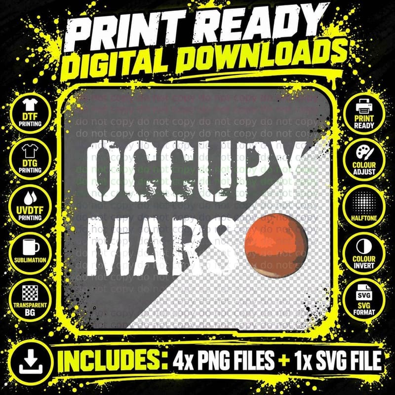 Occupy Mars Space Explorer T-Shirt Png SVG Digital Bundle