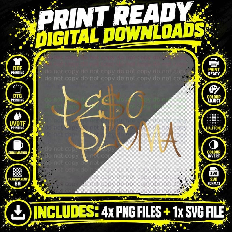 Pe$o Pluma Corridos Tumbados México Belicos Pp-Gold Png SVG Digital Bundle