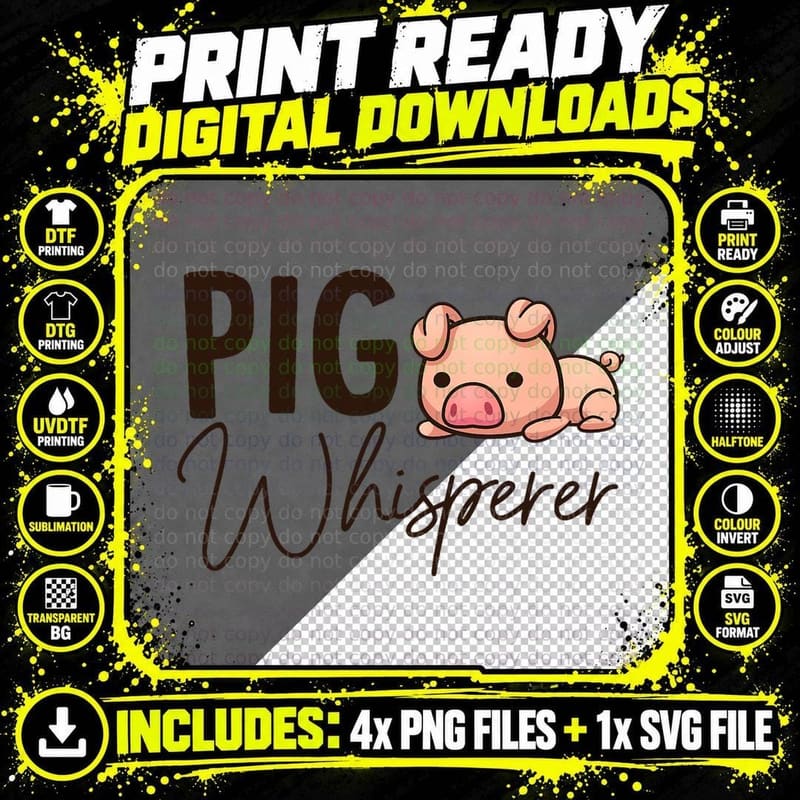 Pig Whisperer Shirt Gift for Pig Lover T-Shirt Png SVG Digital Bundle