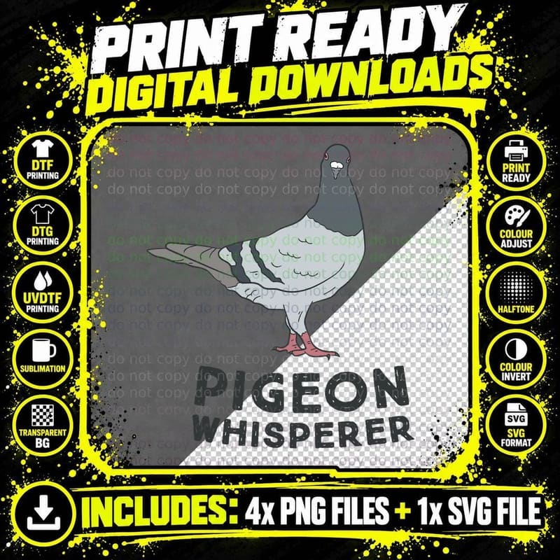 Pigeon Whisperer Cute Pigeon Lover Gift Pigeon Lover Png SVG Digital Bundle