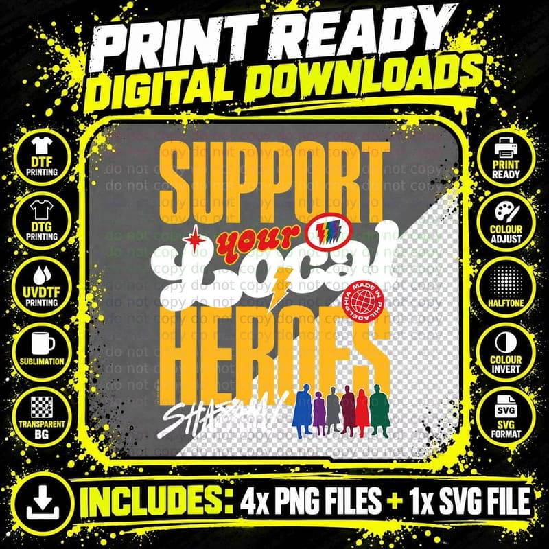 Shazam! Fury of the Gods Support Local Heroes T-Shirt Png SVG Digital Bundle