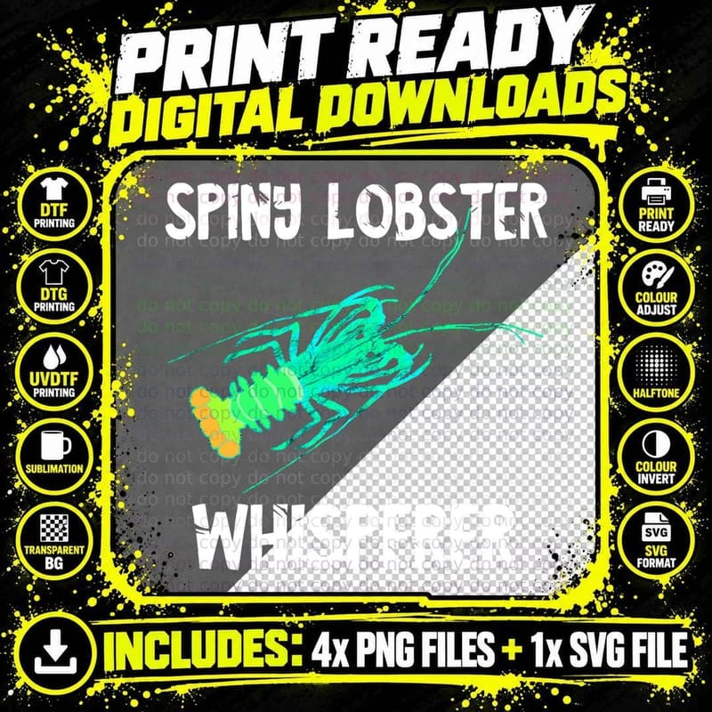Spiny Lobster Whisperer Crustacean Lobstering Seafood Png SVG Digital Bundle