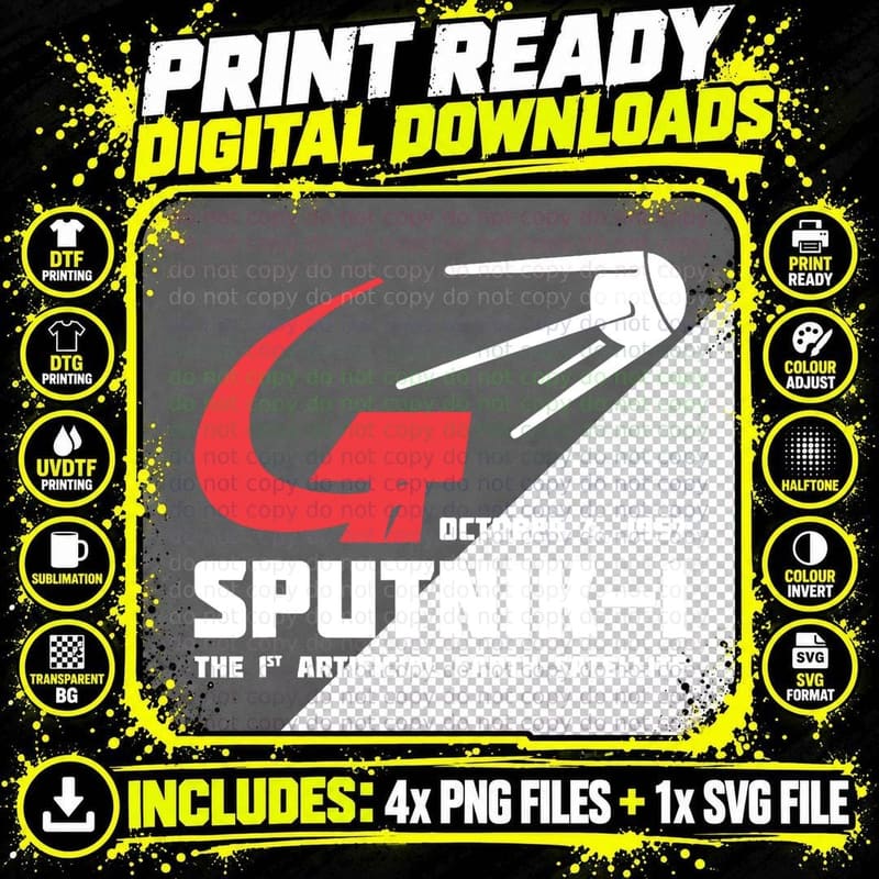 Sputnik Soviet Space USSR Soviet Union Propaganda T-Shirt Png SVG Digital Bundle