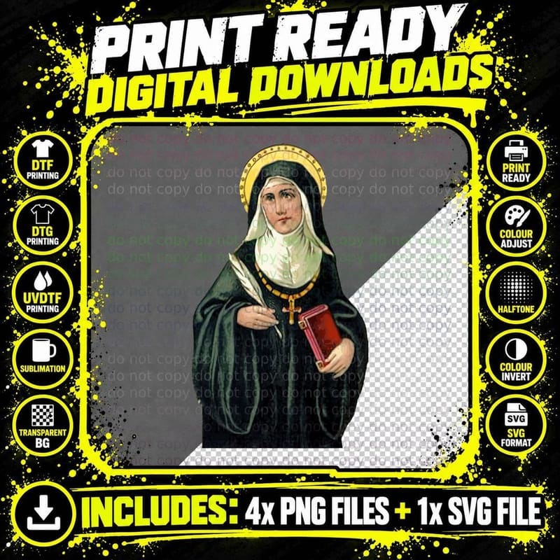 St. Hildegard of Bingen Nun Saint T-Shirt Png SVG Digital Bundle