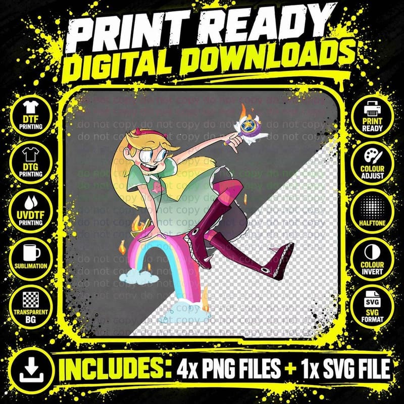 Star vs the Forces of Evil Costume T-Shirt Png SVG Digital Bundle
