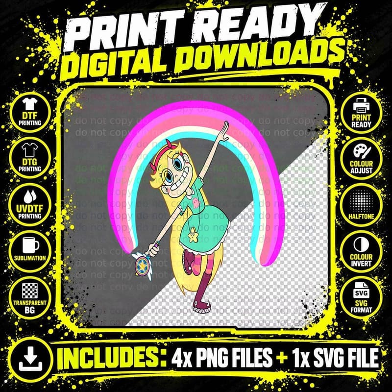 Star vs the Forces of Evil, Fashion Style T-Shirt Png SVG Digital Bundle