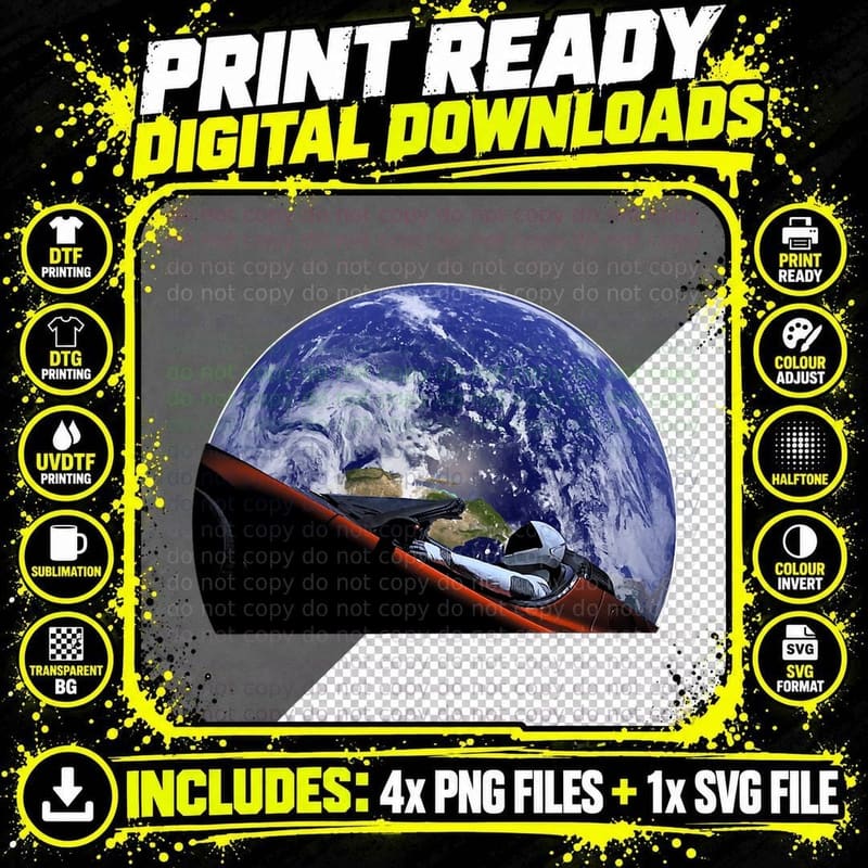 Starman Space and Mars Exploration T T-Shirt Png SVG Digital Bundle