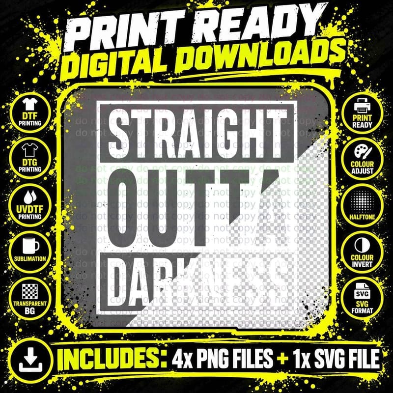 Straight Outta Darkness for Anyone Out of Darkness Png SVG Digital Bundle