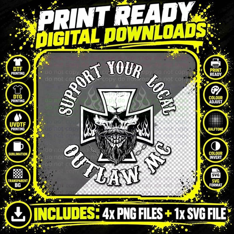 Support Your Local Outlaw 03 T-Shirt Png SVG Digital Bundle