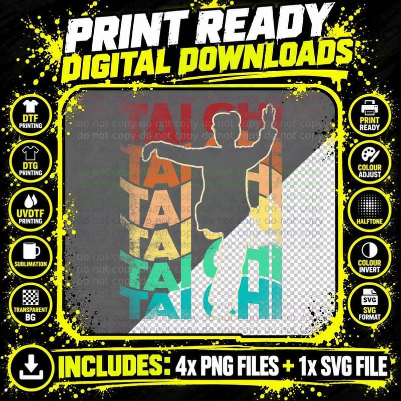 Tai Chi Shadowboxing Martial Art T-Shirt Png SVG Digital Bundle