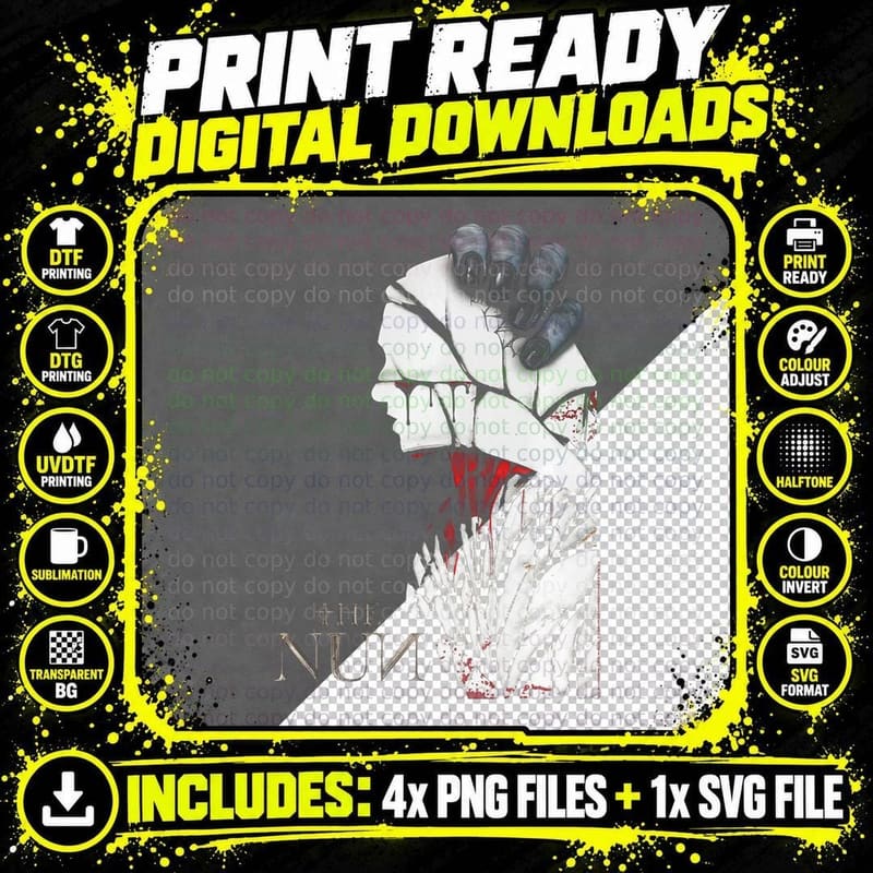 The Nun Hand and Cracked Nun, Fashion Style T-Shirt Png SVG Digital Bundle