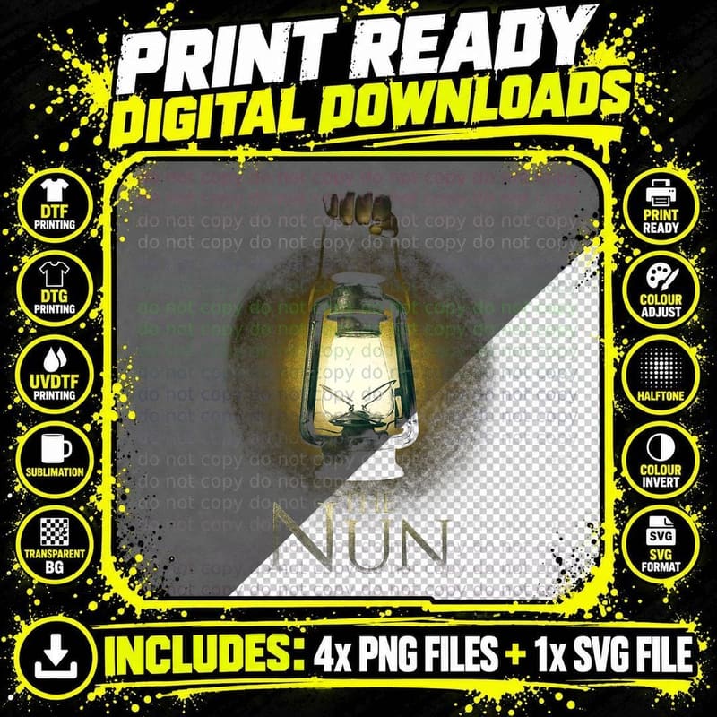 The Nun Lantern, Authentic Quality Graphic T-Shirt Png SVG Digital Bundle