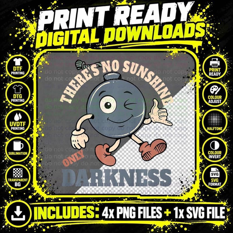 There's No Sunshine Only Darkness, Fashion Style T-Shirt Png SVG Digital Bundle