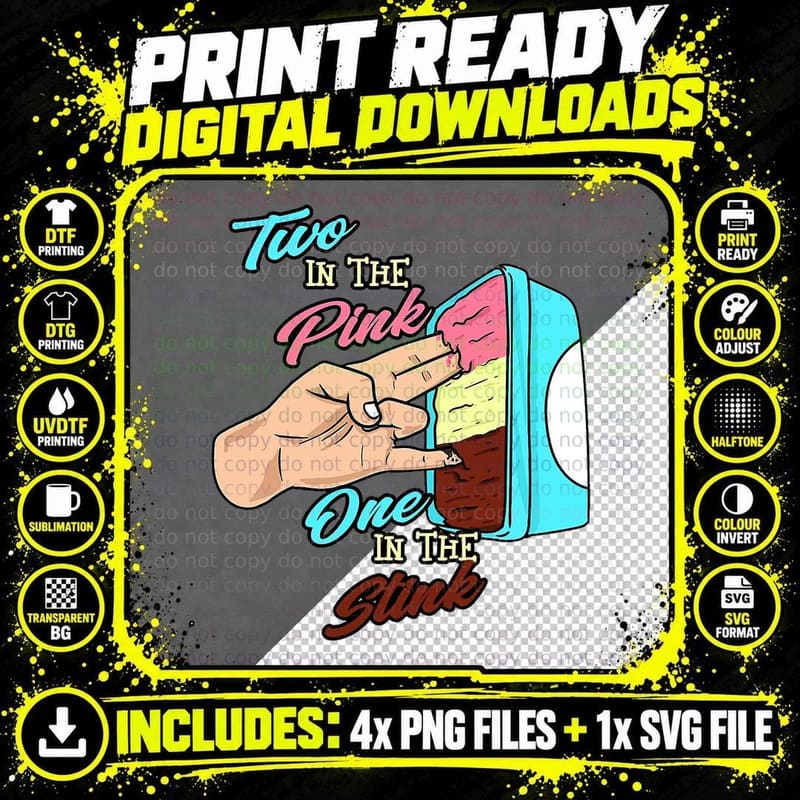 Two in the Pink One in the Stink T-Shirt Png SVG Digital Bundle